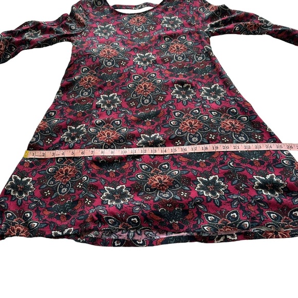 Abercrombie & Fitch Sz S Maroon Floral Paisley Long Sleeve Tunic Shift Dress - Picture 11 of 12